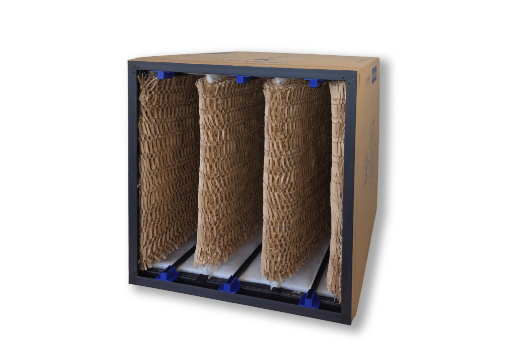 KlixxaCore Filtersystem mit variabler Bautiefe für industrielle Farbnebelabscheidung/KlixxaCore filter system with variable depth for industrial paint overspray separation