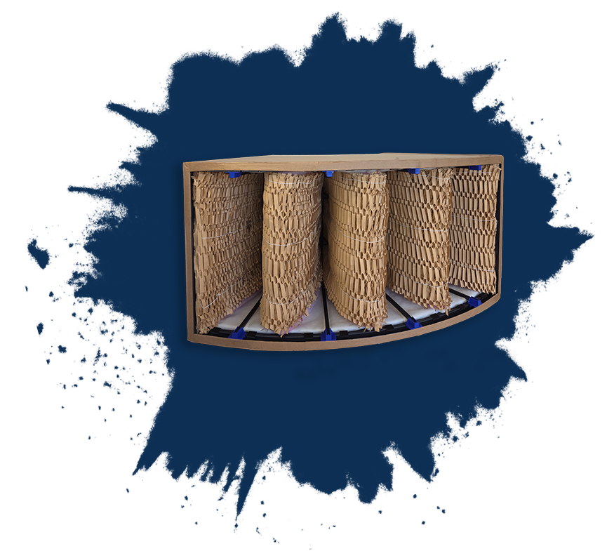 KlixxaCurved Filtersystem für rotierende Overspray-Anlagen mit gleichmäßiger Filtration/KlixxaCurved filter system for rotating overspray systems with uniform filtration