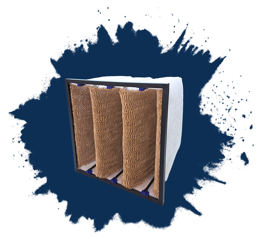 KlixxaCore Filtersystem mit variabler Bautiefe für industrielle Farbnebelabscheidung/KlixxaCore filter system with variable depth for industrial paint overspray separation